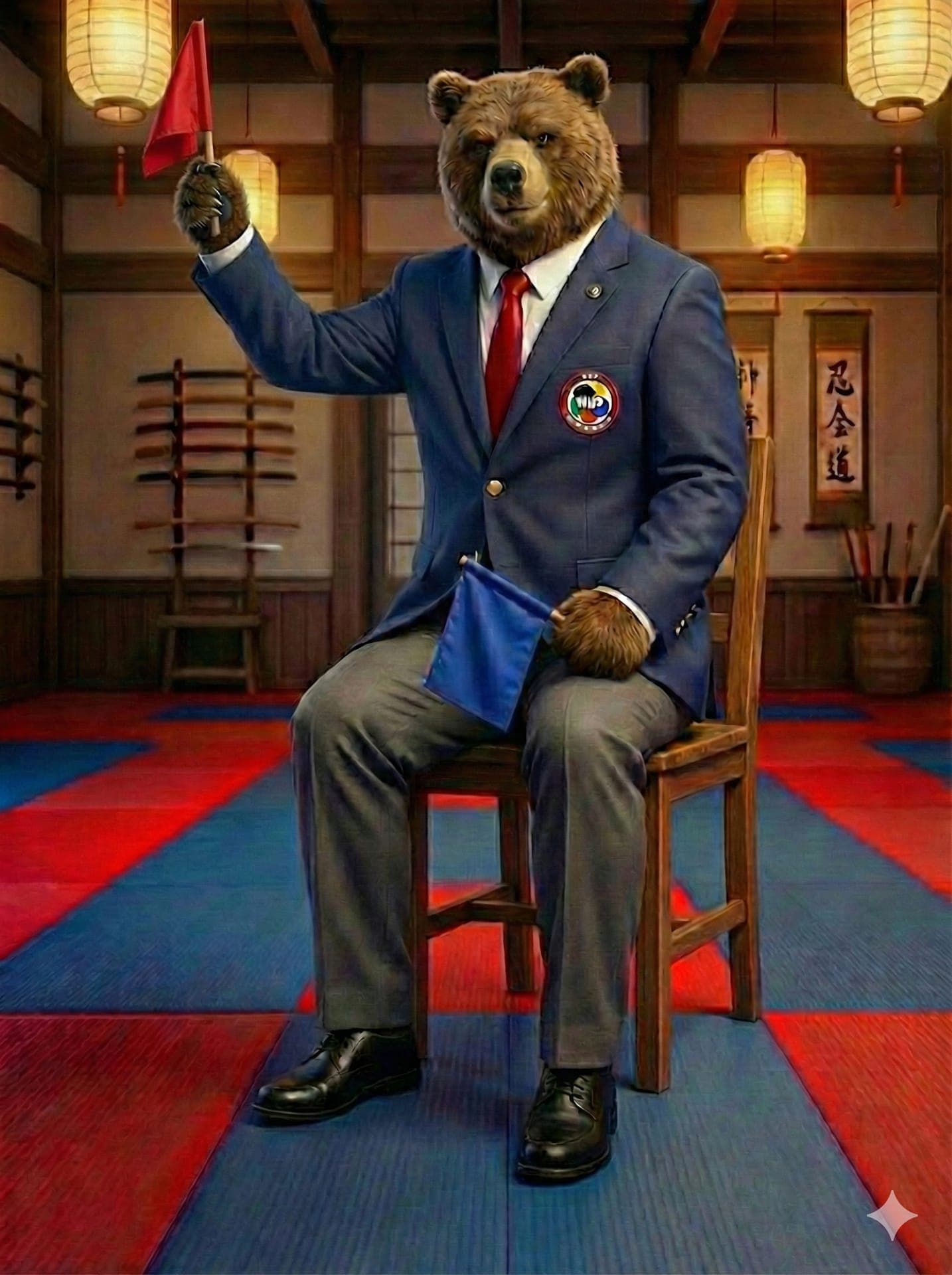 Ippon Referee Signal (Seated)